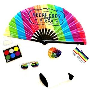 Pride rainbow deep Eddy kit include fan, socks, make up, sunglasses and hair tie